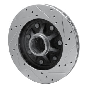 Ford F-150 Brake Rotor (1) - Front Left - R1 Concepts - Drilled & Slotted - Silver - `97-`02
